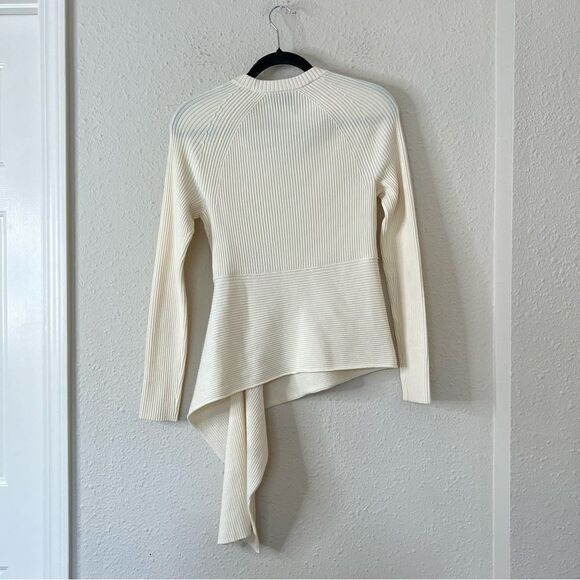 3.1 Phillip Lim Ribbed Sweater With Waist Tie Antique White Beige Size Small - Picture 9 of 13